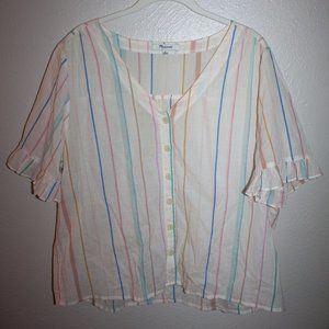 Madewell pastel striped button up blouse